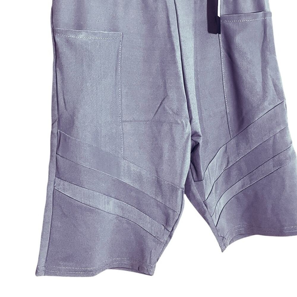 C-Mode Workout Shorts Gray Womens w/Mesh pockets & Leg Stripes NWT S/M - Picture 2 of 6